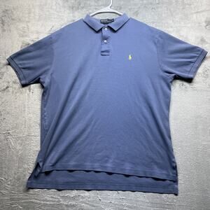 Polo Ralph Lauren Shirt Mens XL Blue Pony Pima Soft Touch Short Sleeve Stain